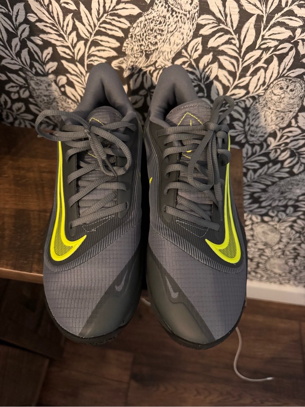 Nike Men’s Gray Sneakers with Volt Swoosh Accent